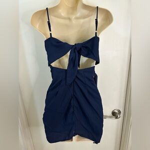 Lucy in The Sky Size XS Blue Dress Sleeveless Adjustable Double Tie Wrap Short